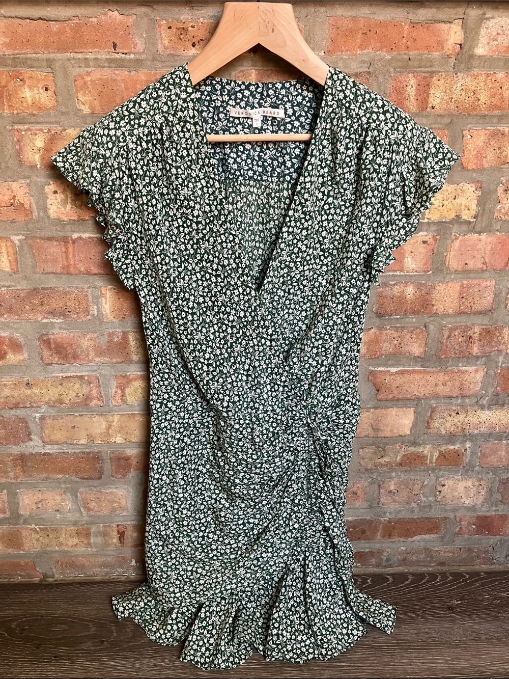 Veronica Beard Marla Dress in a green floral silk print